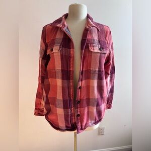 L.L. Bean 1912 Overshirt Shirt Jacket Shacket Red and Pink Plaid Large Shirt Jac